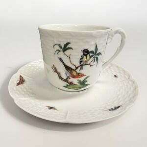 CUP & SAUCER- LIMOGES RAYNAUD CERALENE LES OISEAUX THE BIRDS FRANCE NO 6